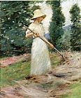 Theodore Robinson Girl Raking Hay painting